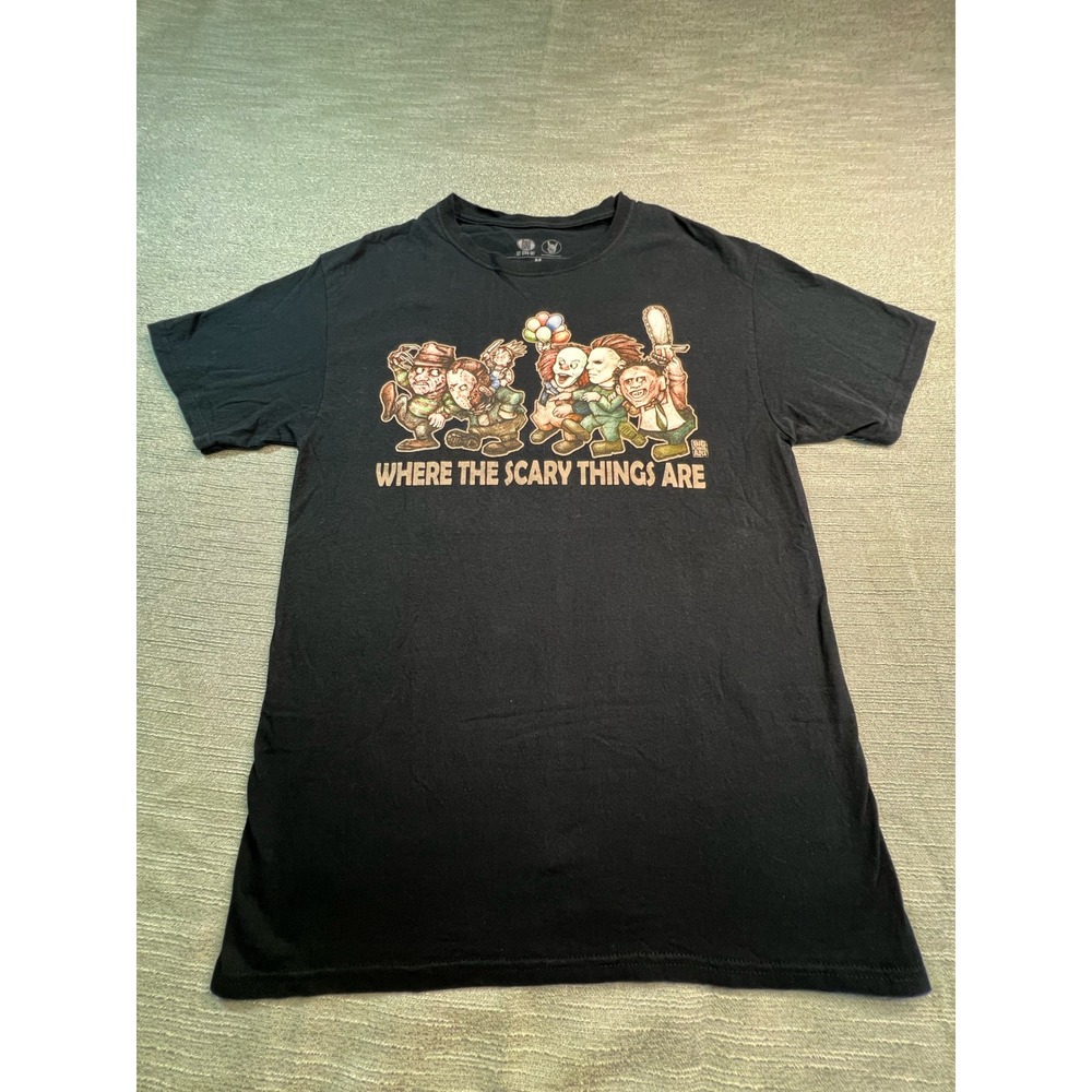 Halloween Where The Scary Things Are Get Down Art Horror Tee Mens Medium Black